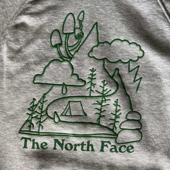 The North Face Gray Hoodie with Green Logo - Picture 4 of 5